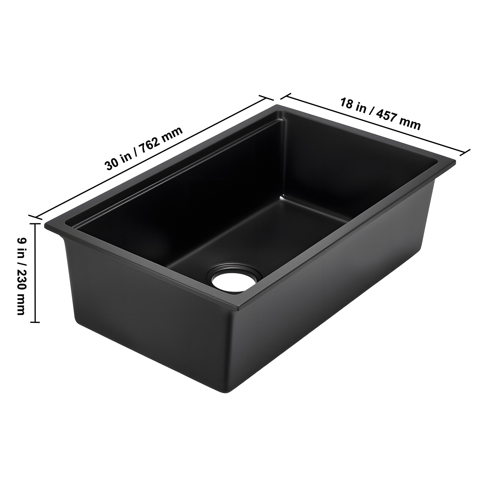 30 Inch Granite Kitchen Sink Undermount Single Bowl Drop-In Basin For RV Bar_voghion.com